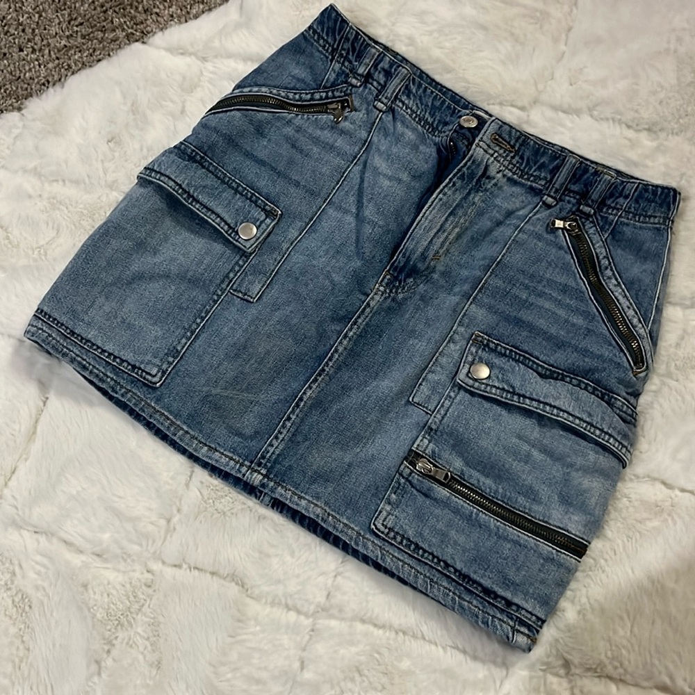 Free people denim cargo skirt